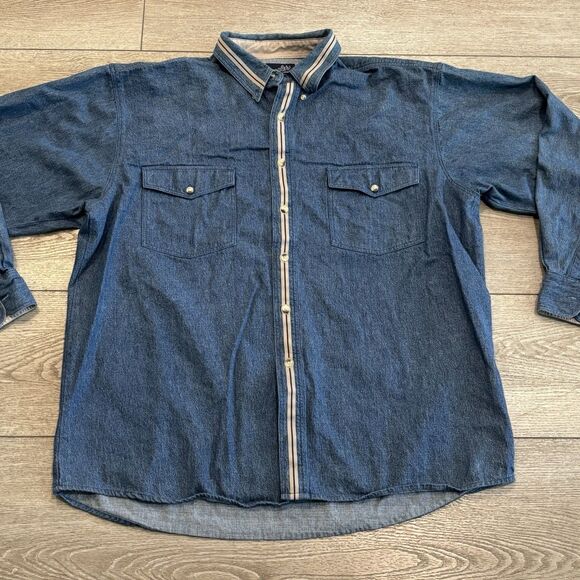 Wrangler Other - Wrangler Denim Button Down Shirt Mens XL Long Sleeve Workwear Western Vintage